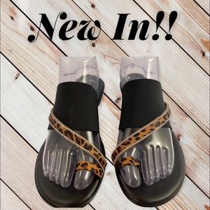 Toscanella Women’s Jaded Black Leopard Sandals with Rhinestones Accents.